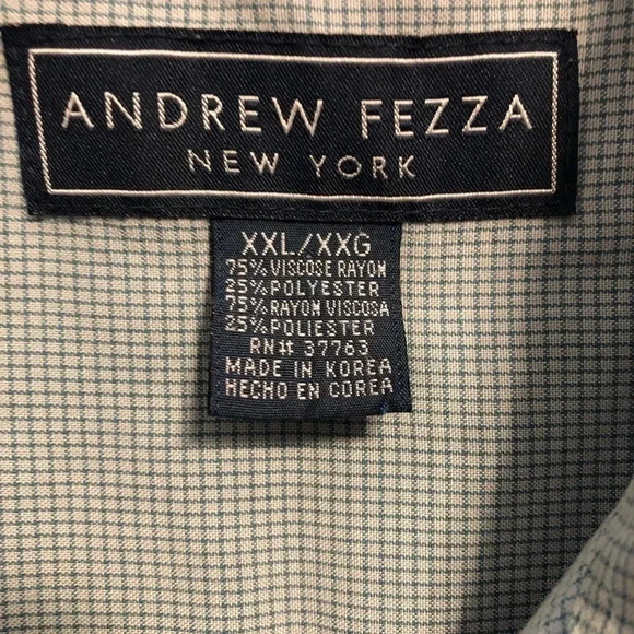 ANDREW FEZZA NY MEN'S SHORT SLEEVE GREEN BUTTON DOWN RAYON MICRO TOUCH SHIRT 2XL - Picture 4 of 11
